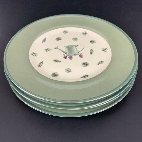 Pfaltzgraff Melamine Garden Watering Can Salad Plates Set of 4 Durable - Picture 2 of 6